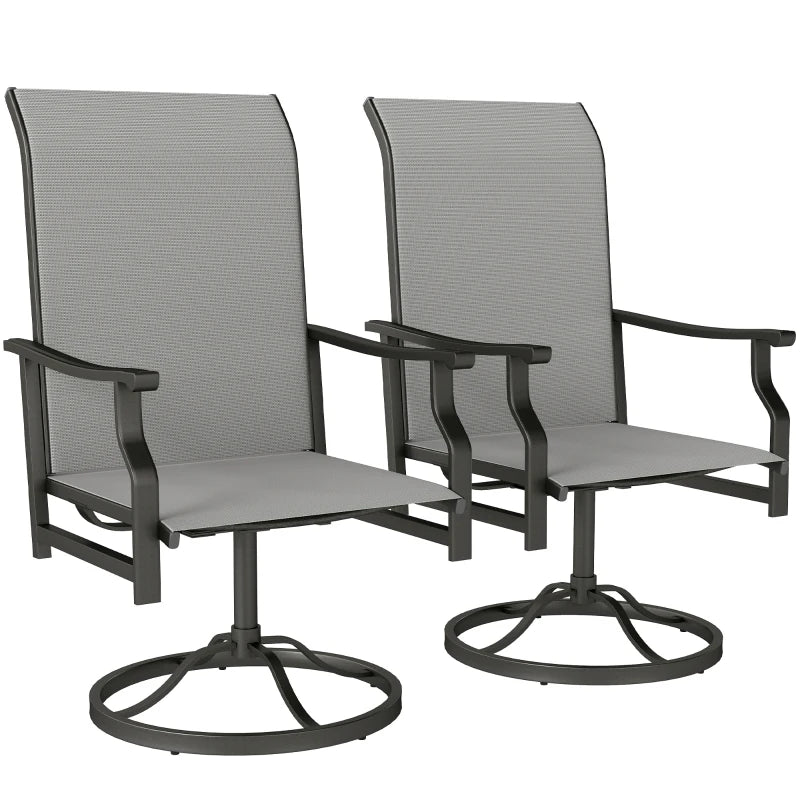 Patio Swivel Chair Set of 2, Swivel Rocker Outdoor Chairs with High Back, for Lawn Garden Backyard Deck, Light Grey