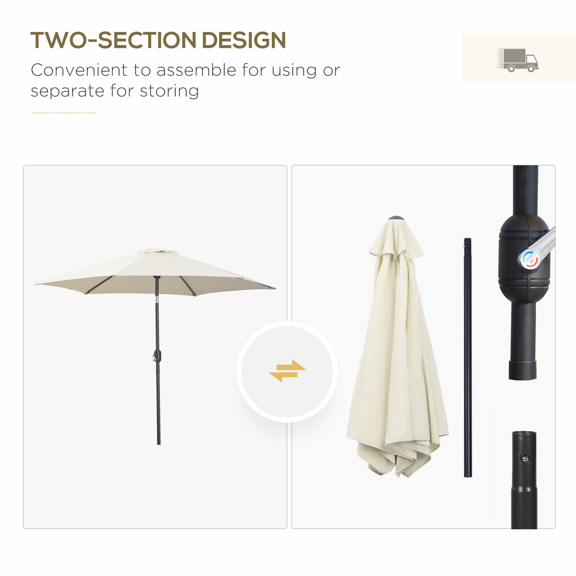 Outsunny 9' Patio Umbrella w/ Crank Handle Tilt Canopy Market Sunshade