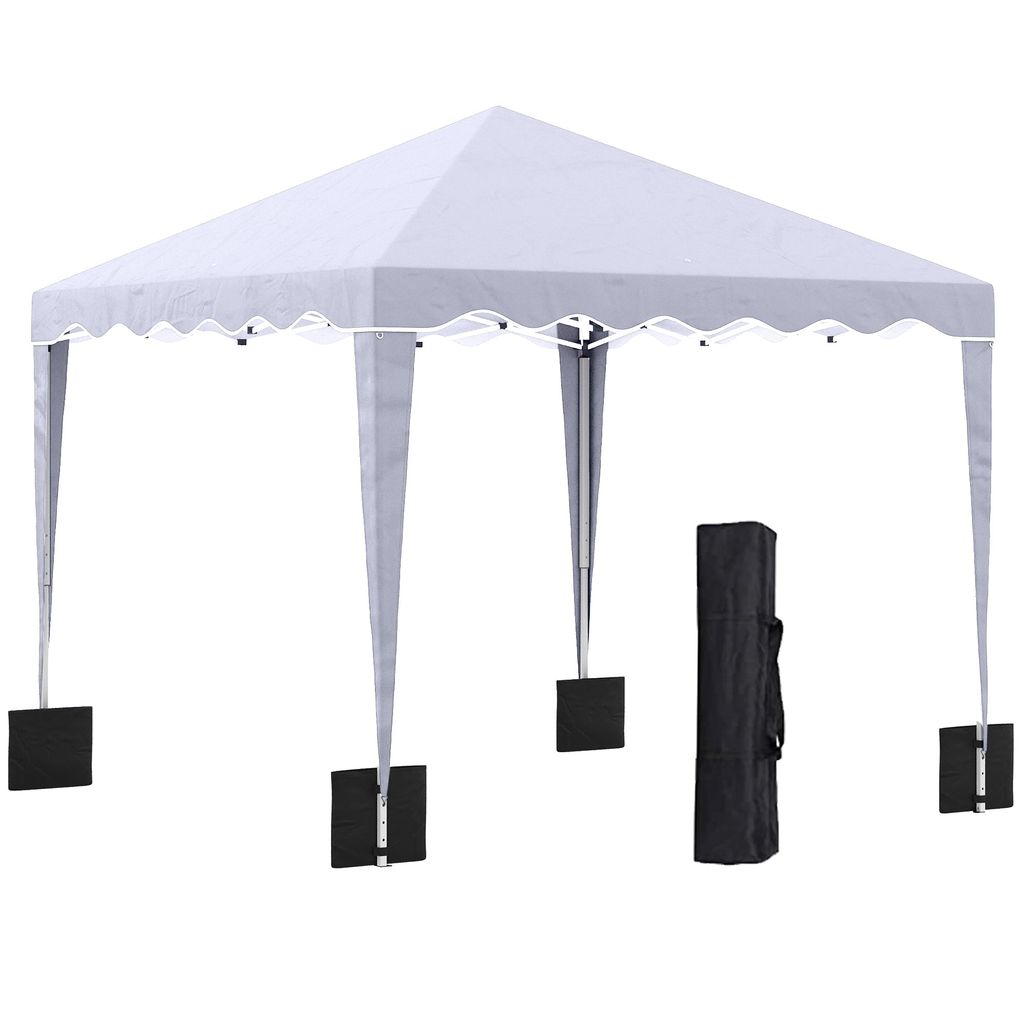 Outsunny 10' x 10' Pop Up Canopy Tent, Instant Shelter with Adjustable Height, Garden Outdoor Party Tent with Carry Bag, White