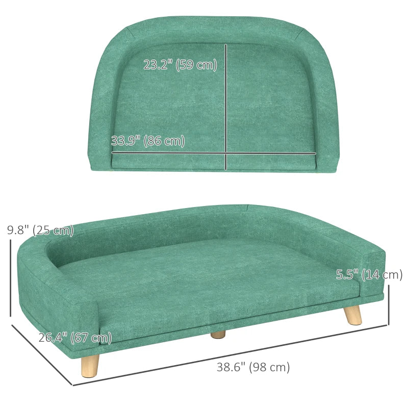 Dog Sofa for Large Dogs with Washable Cover, Anti-slip Foot Pads, Green