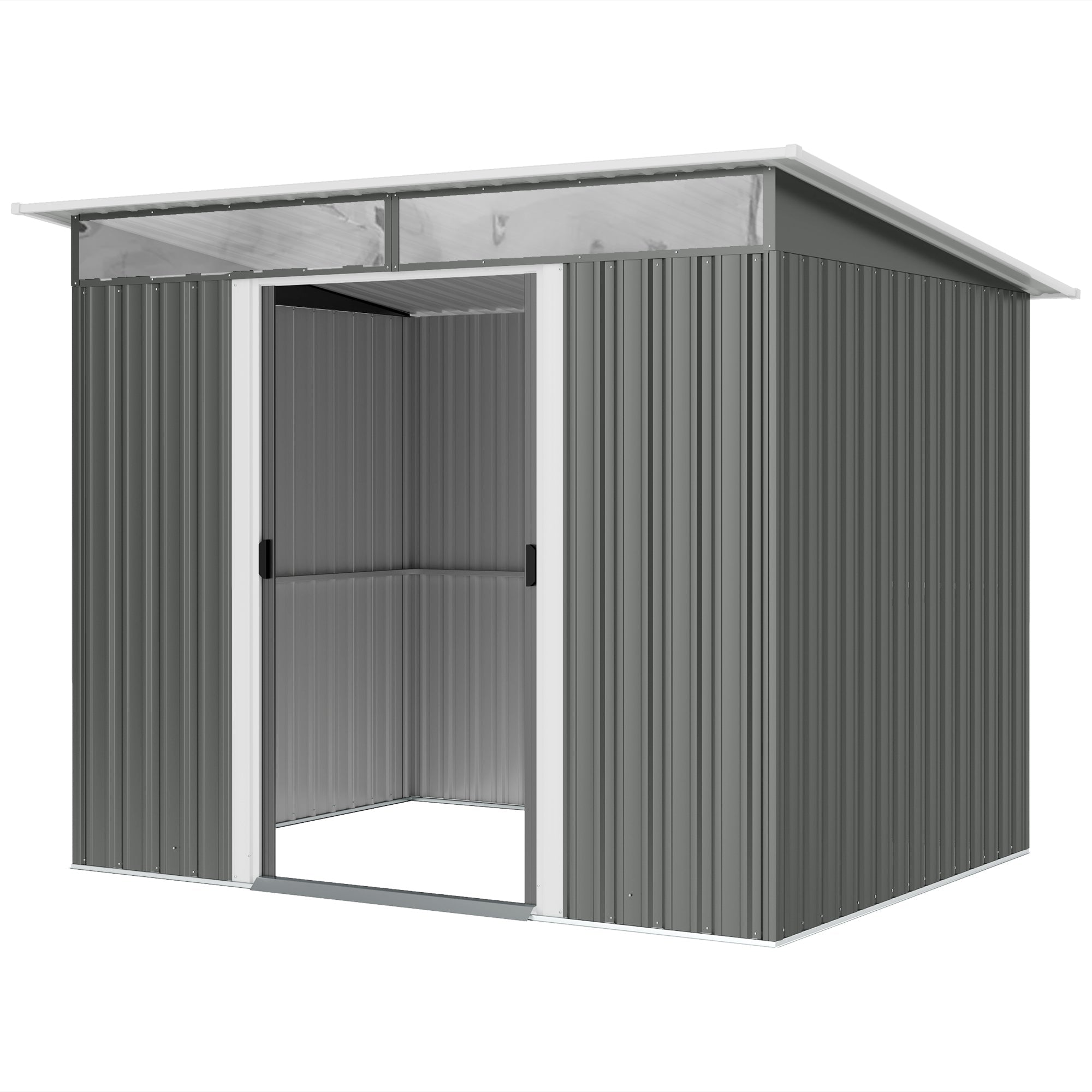 Outsunny 6' x 8.5' Outdoor Metal Garden Shed Utility Tool Storage Steel Backyard House, Dark Grey