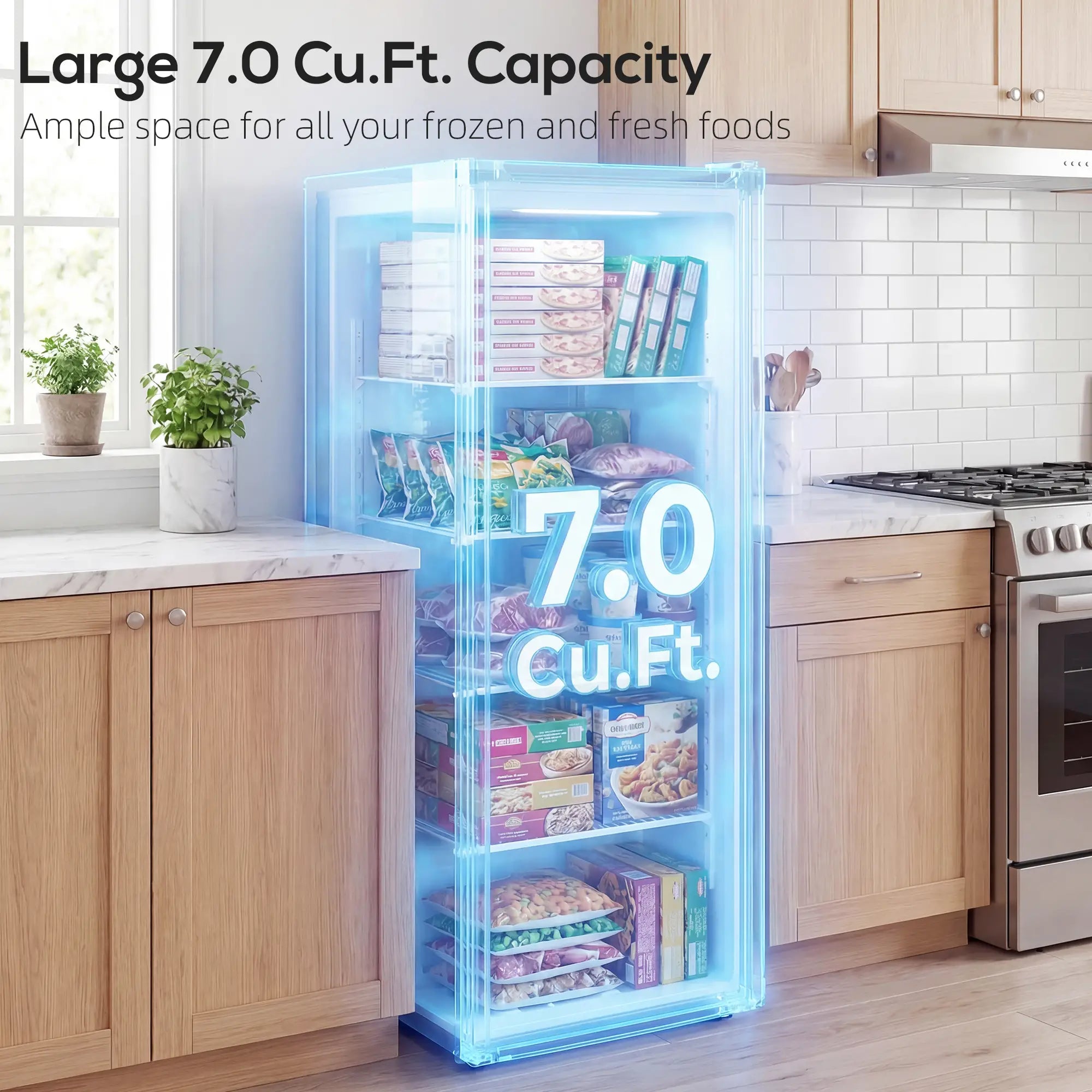 HOMCOM 7.0 Cu.Ft Upright Freezer & Refrigerator Combo, Compact Stand-Up Freezer with Adjustable Shelves & Reversible Door