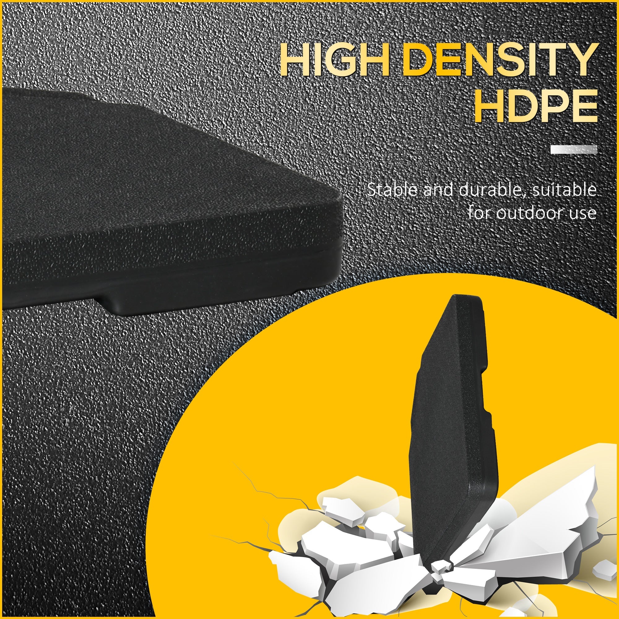 Outsunny Cantilever Weights: Set of 4 Sand/Water Fillable Bases for Banana Umbrellas Black