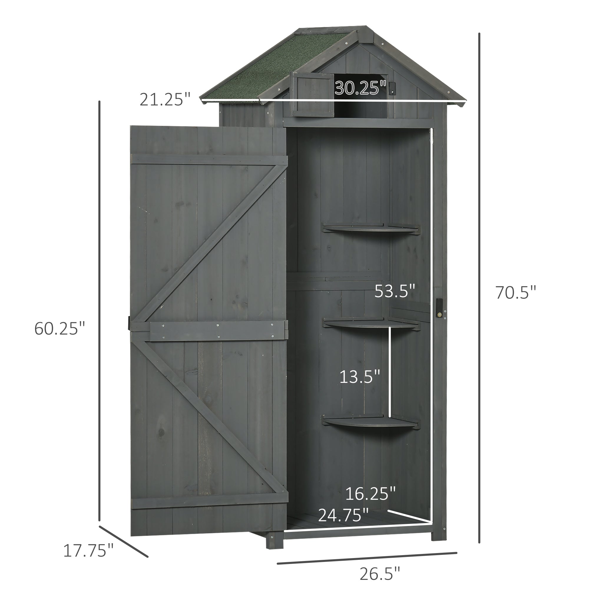 Outsunny Garden Storage Shed 30" x 21" x 71" Outdoor Yard Tool Utility House Water-resistant