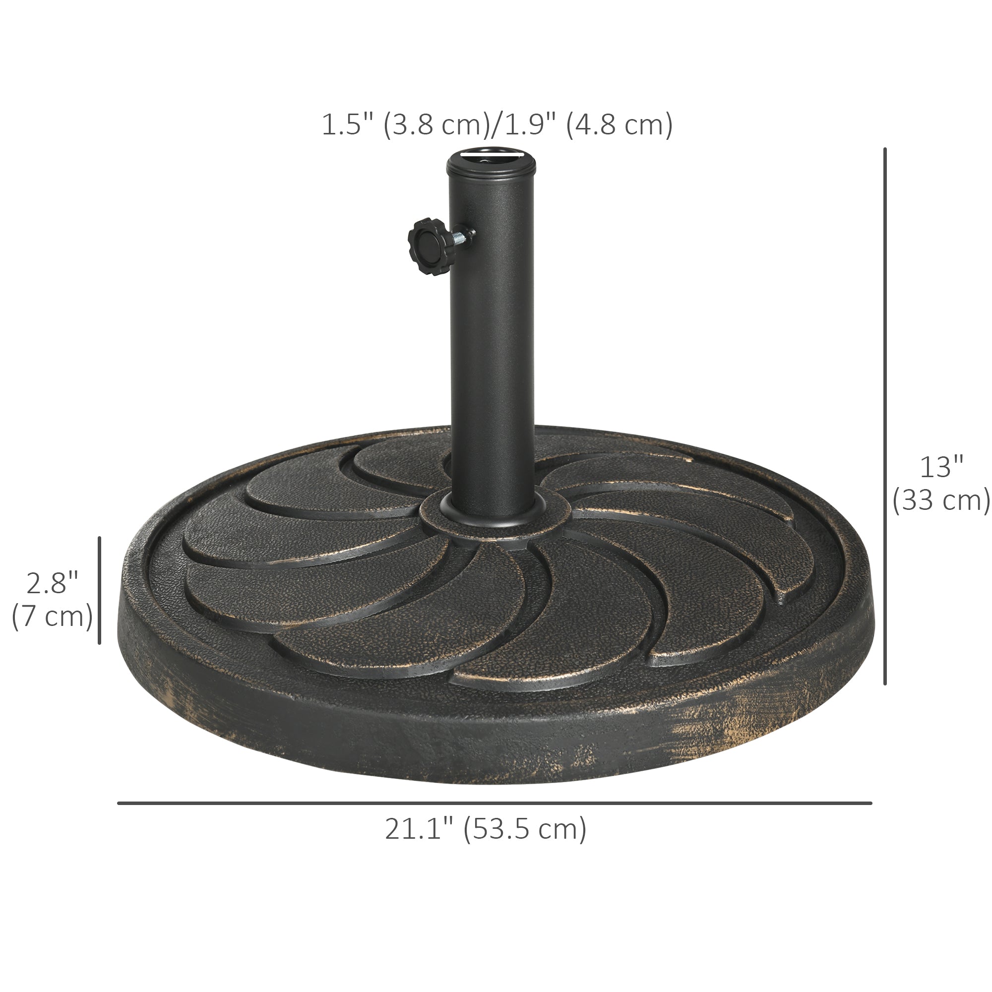 Outsunny 40lb Patio Umbrella Base: Heavy Duty 21" Round Resin Stand for Outdoor Use, Bronze