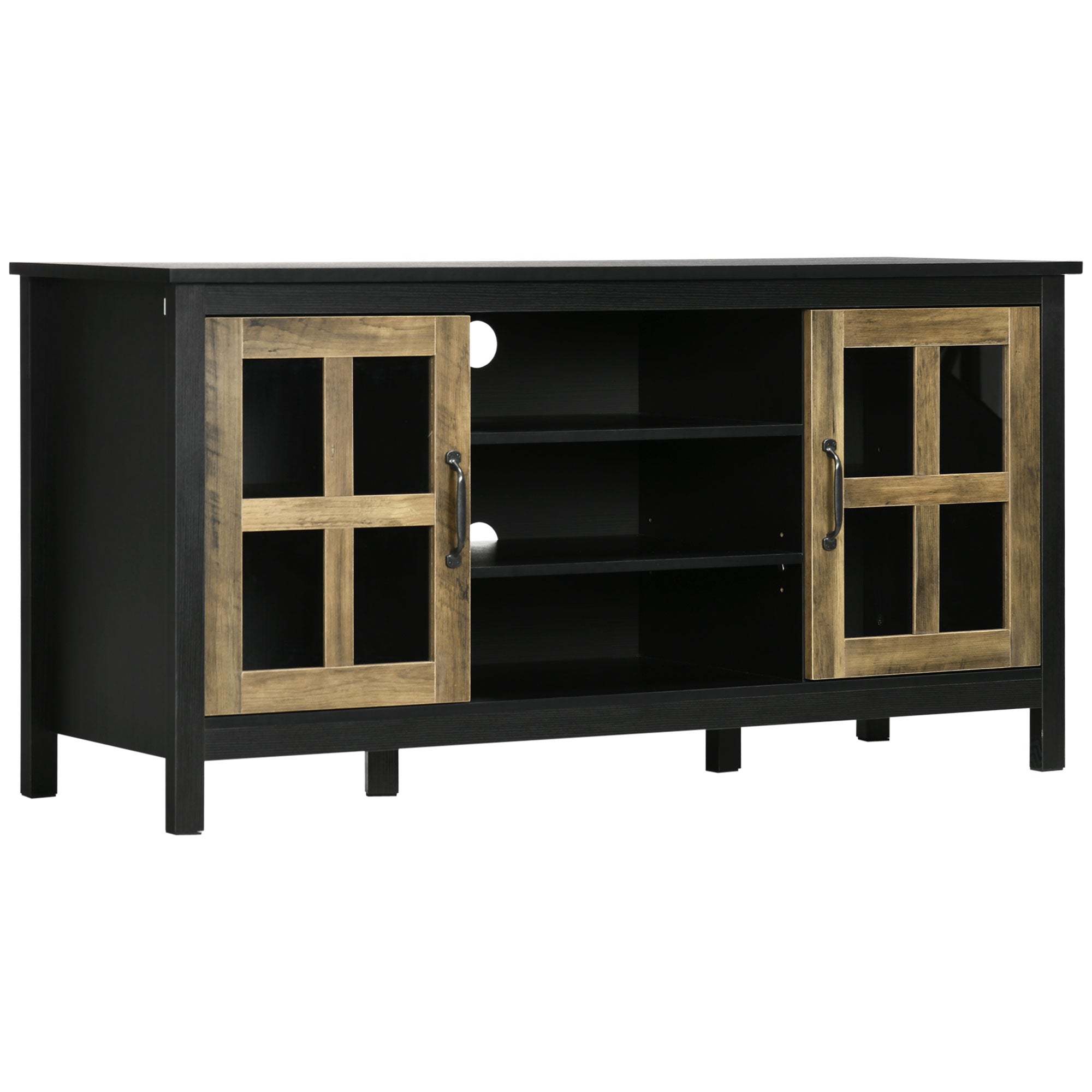 HOMCOM Sleek Entertainment Hub: Black TV Cabinet for 55" TVs, Adjustable Shelves, Living Room Centerpiece
