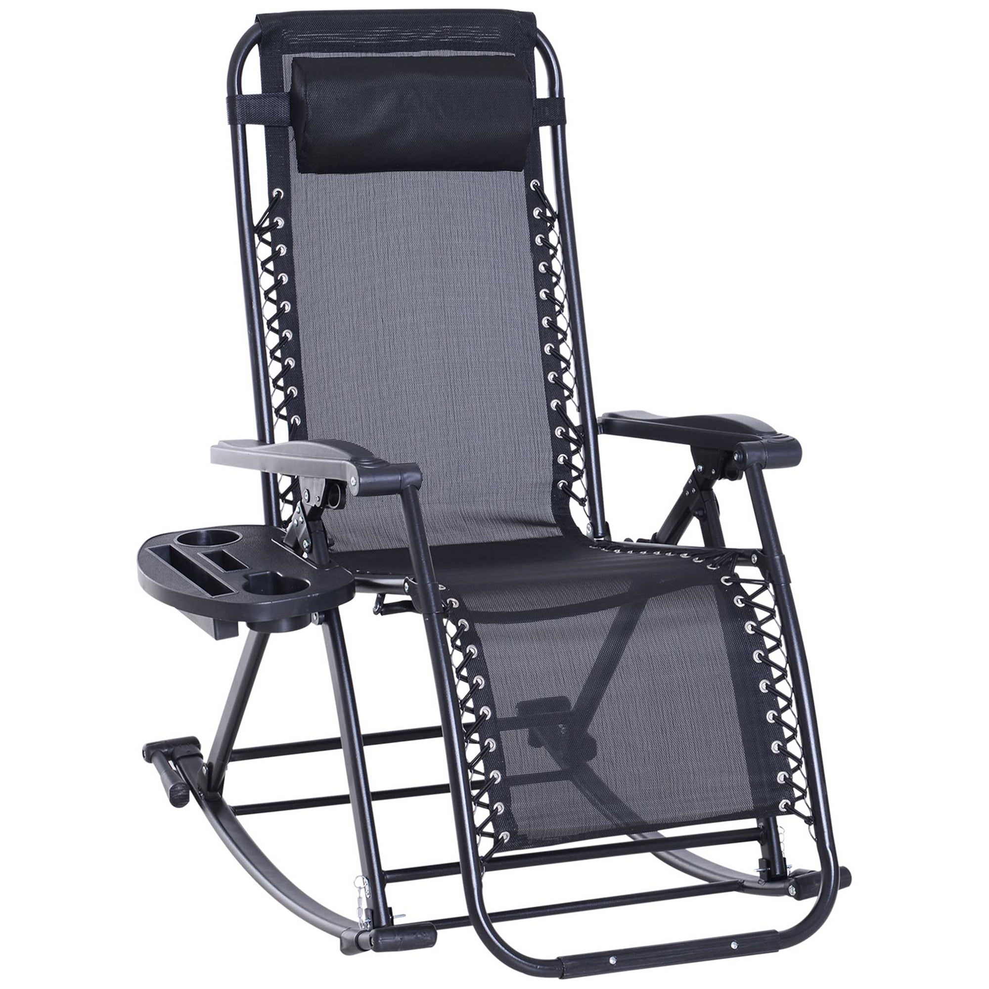 Outsunny Adjustable Zero Gravity Lounge Chair Recliner and Rocker Garden Sun Lounger Foldable Napping Seat