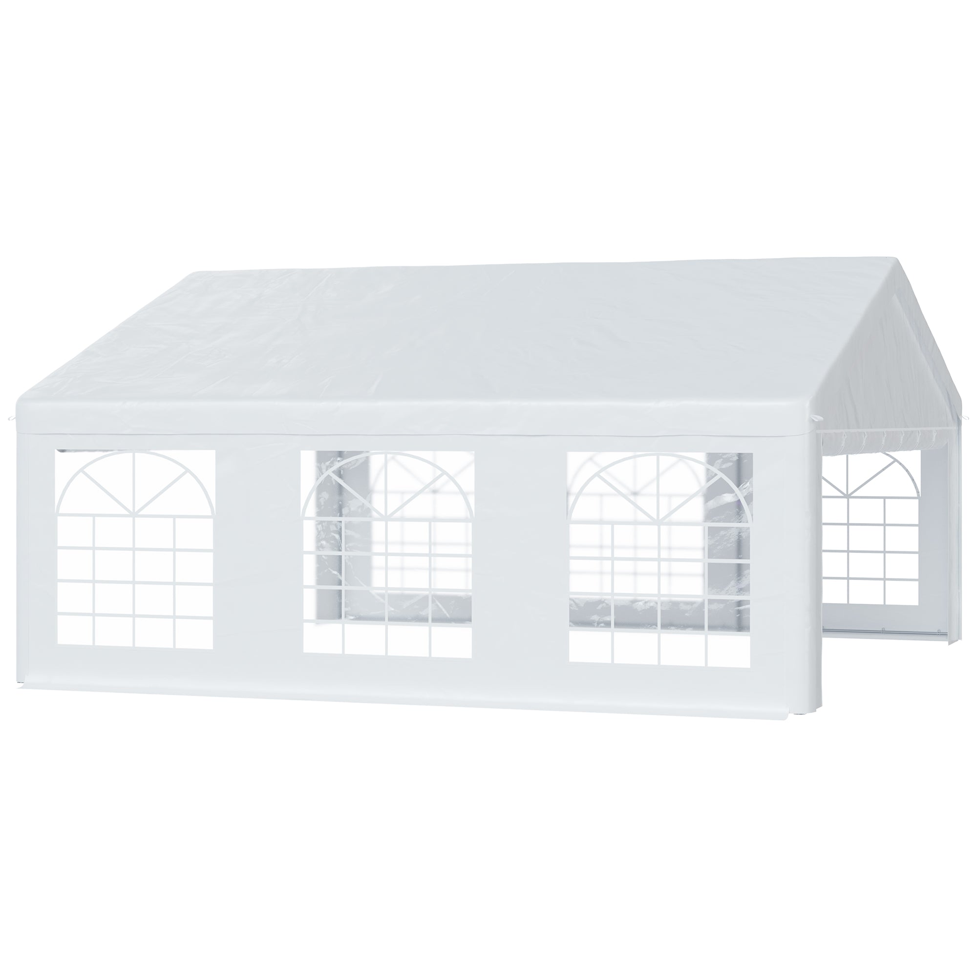 Outsunny 20x20ft Heavy Duty Carport Party Tent Outdoor Garage Patio Gazebo Canopy with Sidewalls White