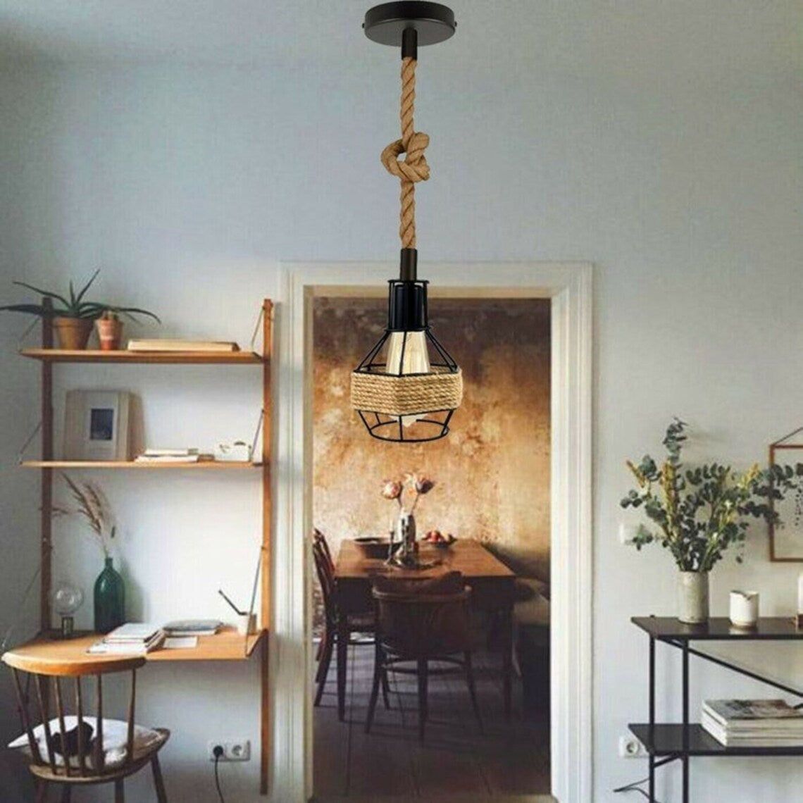Hemp Rope Hanging Pendant Light with FREE BULB ~1063