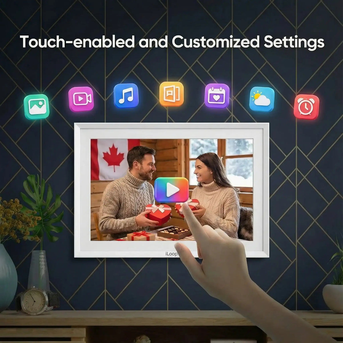 iloop 15.6” Digital Photo Frame | WiFi Touch Screen, 32 GB | Frameo App | Tabletop or Wall-Mounted