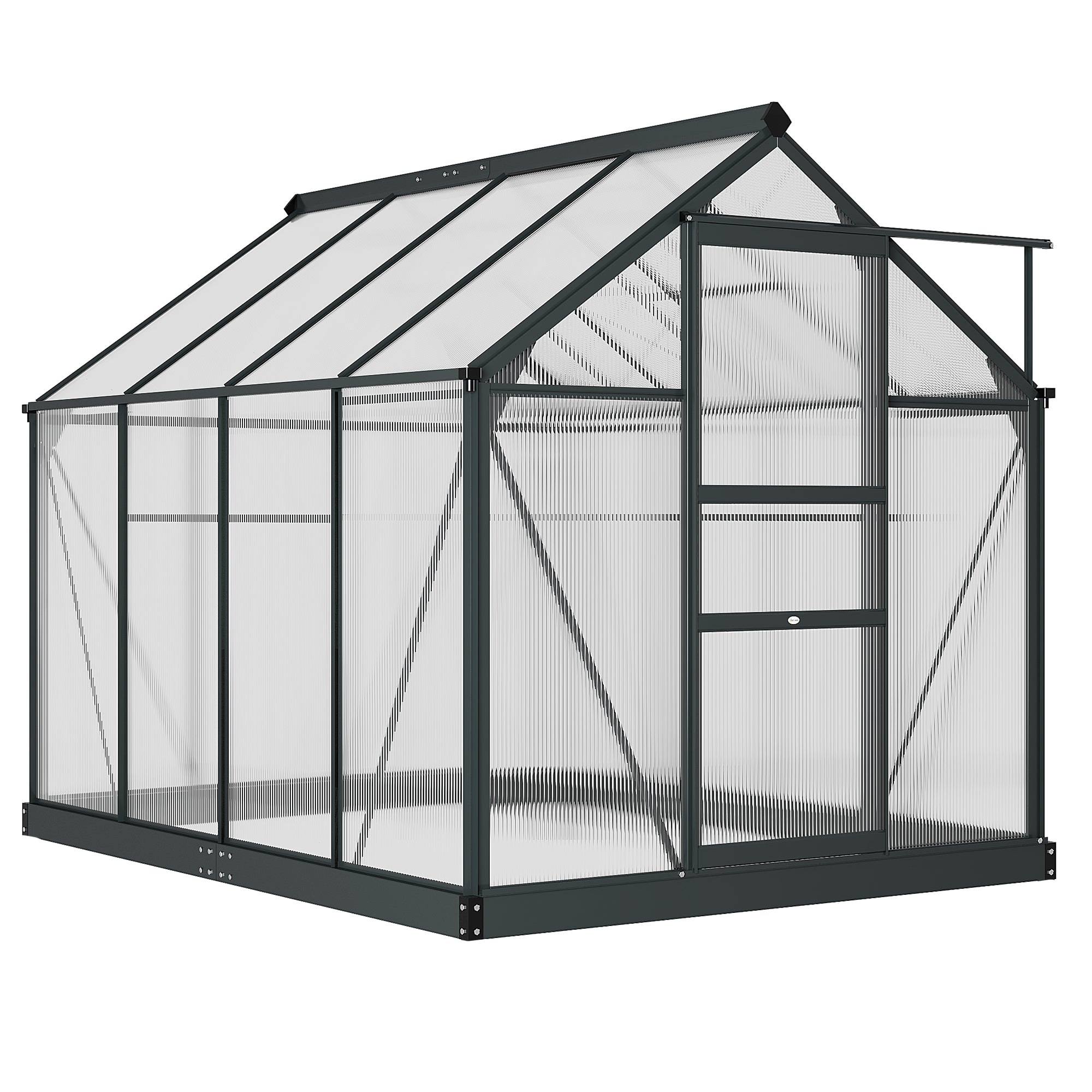 Outsunny Durable Outdoor Greenhouse 6.2'x8.3'x6.6' with PC Board, Slide Door for Extended Gardening - Grey