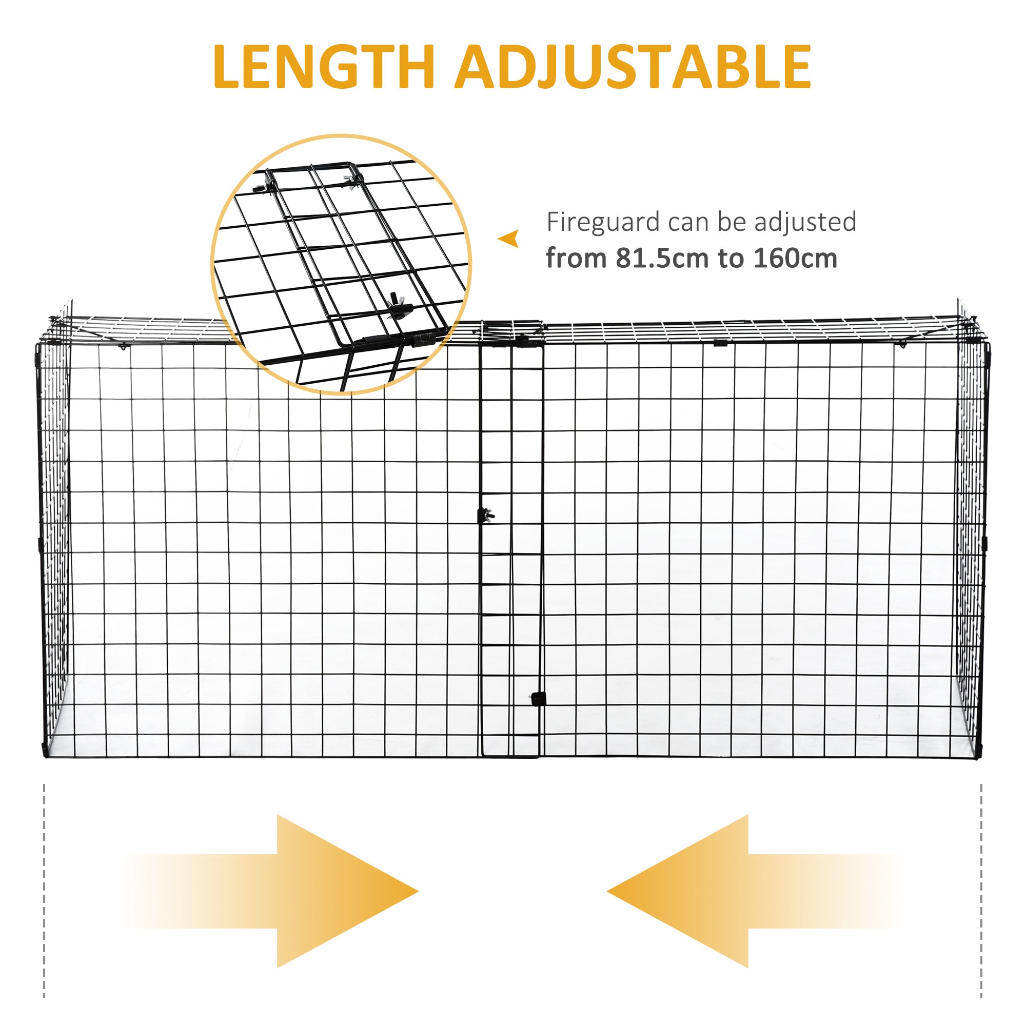 HOMCOM Fireplace Screen, Extendable Fire Spark Guard Cover with Metal Mesh for Living Room Home Decor, Black