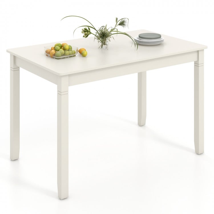 48-Inch Wooden Dining Table for 4 People Rectangular Kitchen Table with Rubber Wood Legs-Cream White