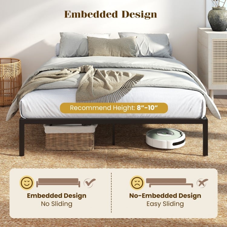 Full/Queen/King Size Metal Bed Frame Heavy Duty Support Slats Mattress Foundation-Queen Size