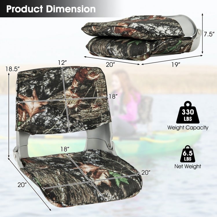 Low Back Folding Padded Boat Seat with 4 Bolts for Outdoor Adventures