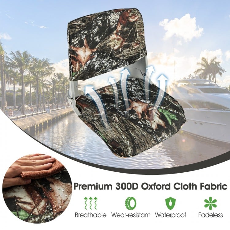 Low Back Folding Padded Boat Seat with 4 Bolts for Outdoor Adventures