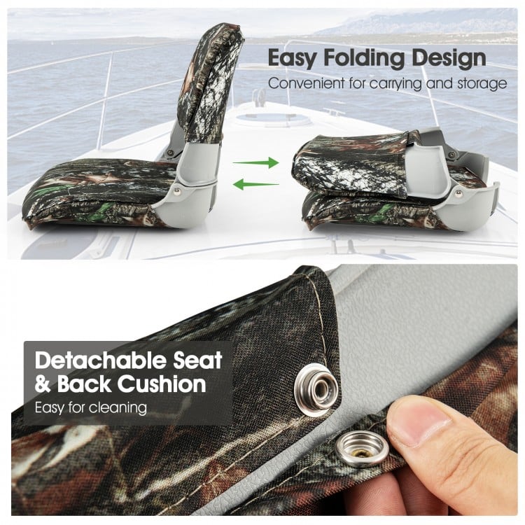 Low Back Folding Padded Boat Seat with 4 Bolts for Outdoor Adventures