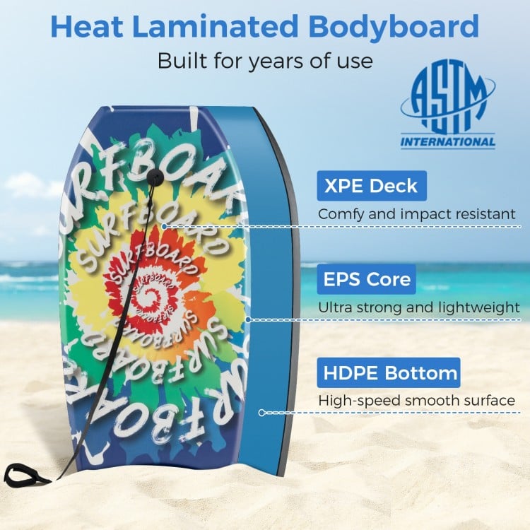 33/37/41 Inches Lightweight Body Board Boogie Board with EPS Core XPE Deck HDPE Bottom Multicolor4