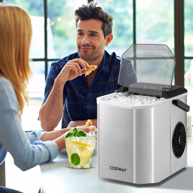 Ice Maker Countertop with Self-Cleaning for Home Kitchen Office Party