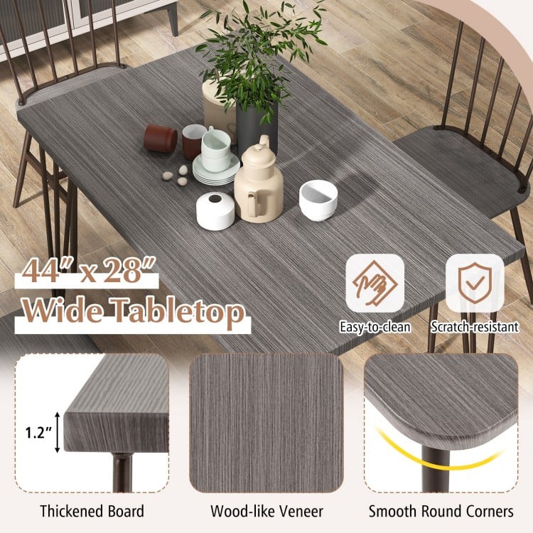 5-Piece Dining Table Set for 4 with 360° Swivel Feet for Small Place-Grey Oak