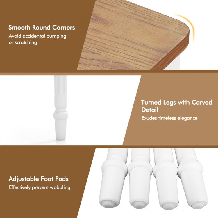 Extendable Dining Table with Rubber Wood Legs for 4-8 People-White