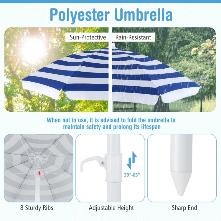 Toddler Outdoor Activity Table with Adjustable and Collapsible Umbrella-White
