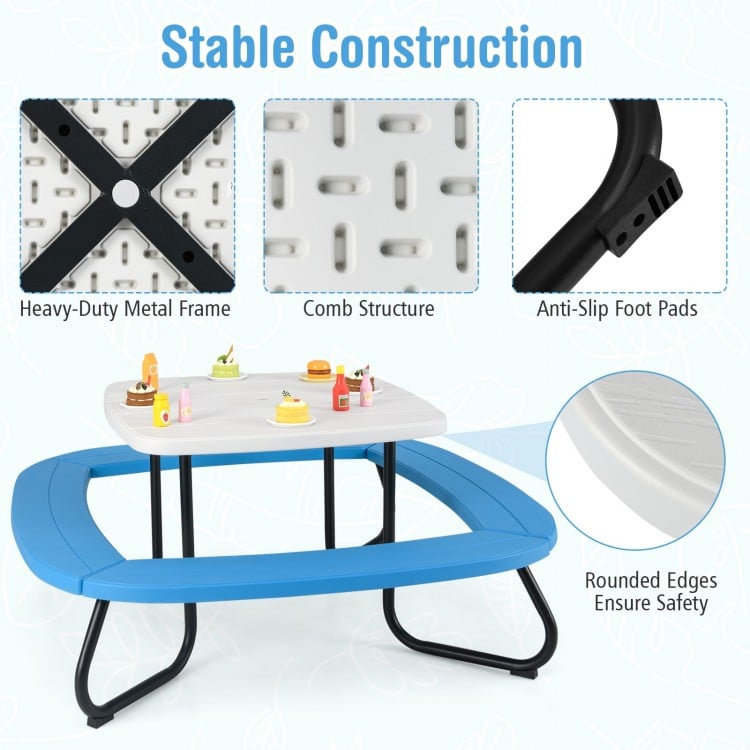 Toddler Outdoor Activity Table with Adjustable and Collapsible Umbrella-White