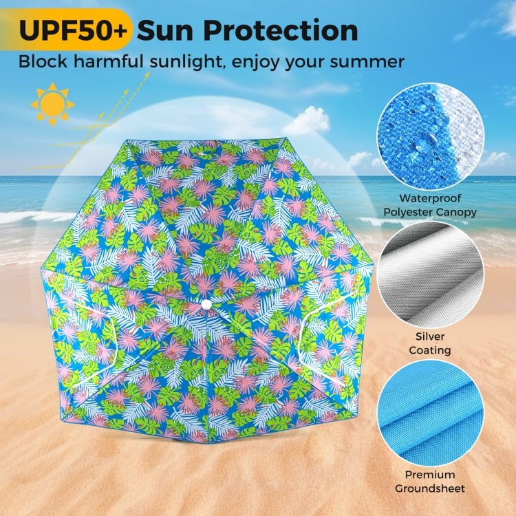 UPF50+ Sun Protection Beach Umbrella Tent with Portable Carrying Bag-Blue