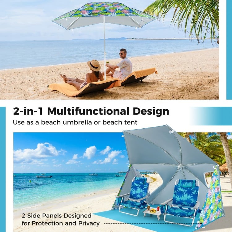 UPF50+ Sun Protection Beach Umbrella Tent with Portable Carrying Bag-Blue