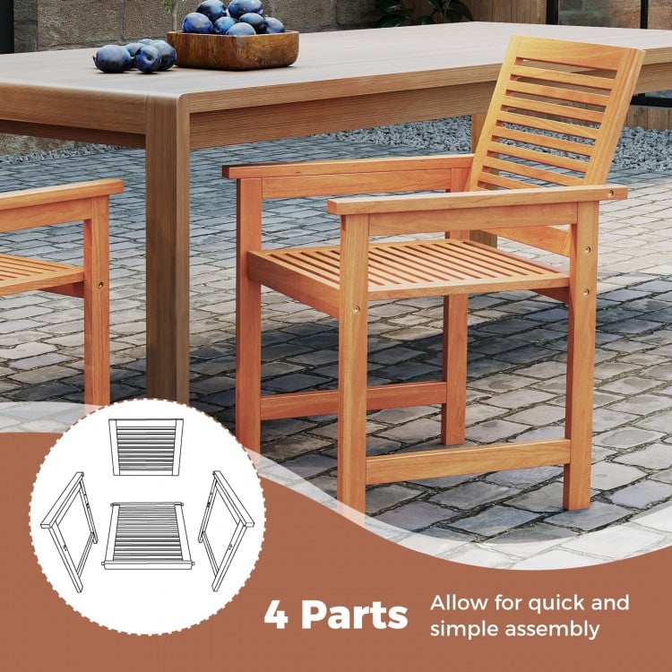 Patio Chairs Set of 2 with Inclined Backrests and Slatted Seats