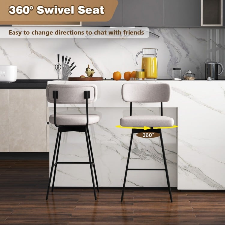 29 Inch Counter Height Upholstered Swivel Bar Stool Set of 2-beige
