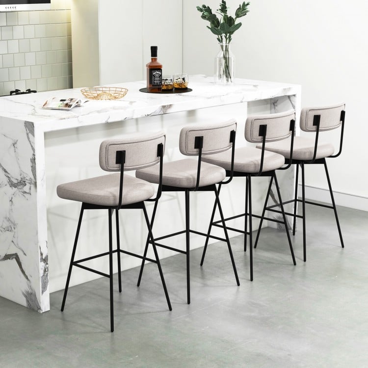 29 Inch Counter Height Upholstered Swivel Bar Stool Set of 2-beige