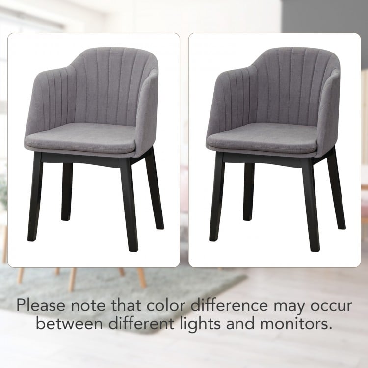 Upholstered Velvet Accent Modern Dining Chairs Set of 2 with Curved Backrests-Grey