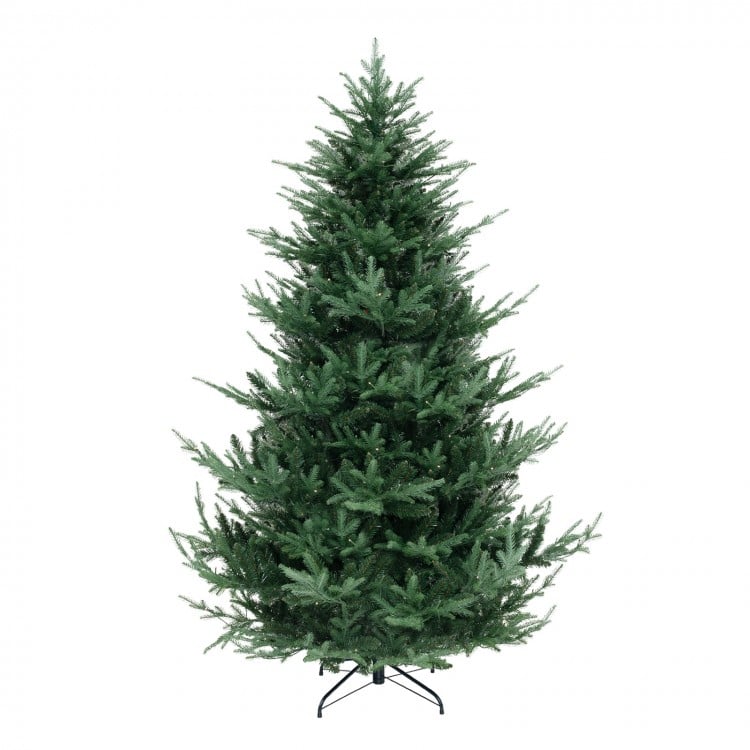 7 FT Pre-Lit Artificial Hinged Xmas Tree with 778/1480 PVC and PE Branch Tips