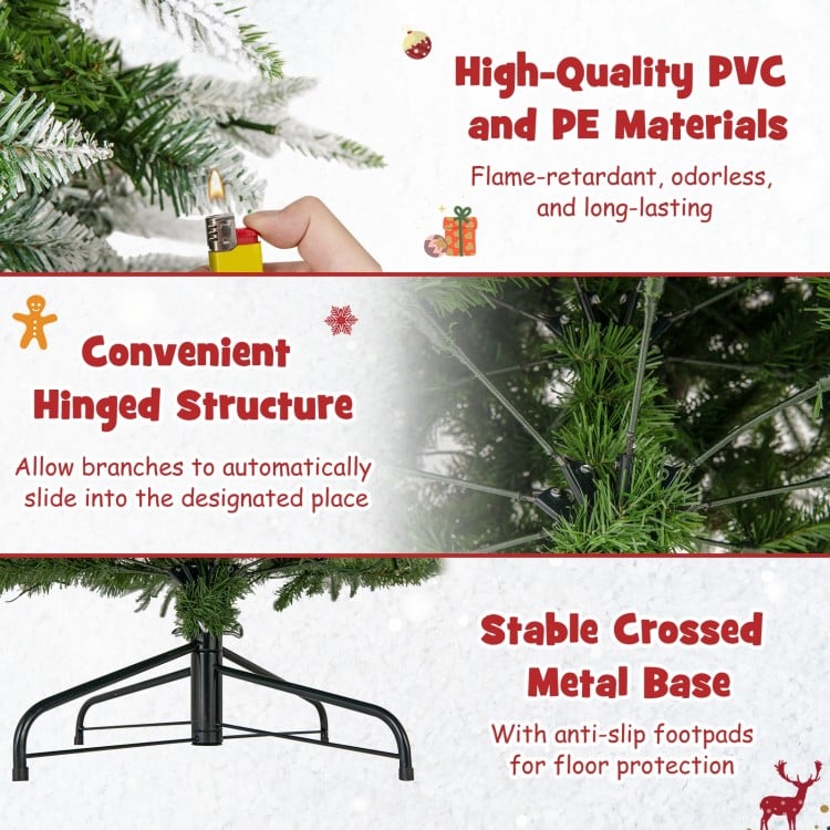 9 Feet Pre-Lit Artificial Christmas Tree Snow Flocked Hinged
