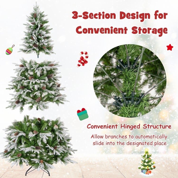 6/7.5/9 FT Pre-Lit Artificial Christmas Tree with 765/1135/1871 Tips and 280/470/690 Warm-White LED Lights-S