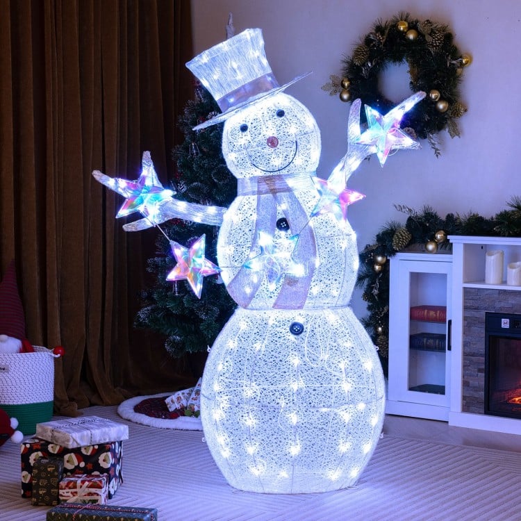 5 ft Pre-Lit Christmas Snowman with Stars