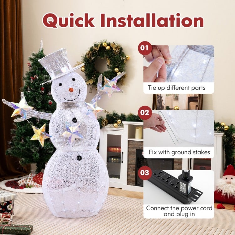 5 ft Pre-Lit Christmas Snowman with Stars