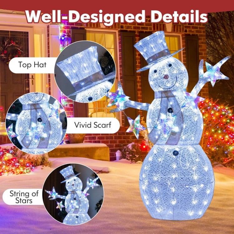 5 ft Pre-Lit Christmas Snowman with Stars