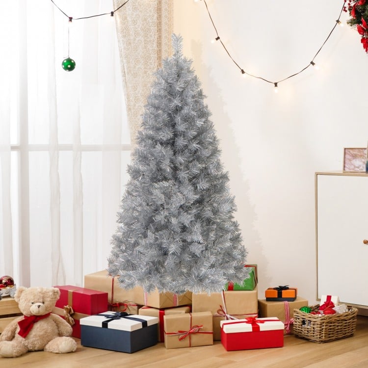 5 FT Artificial Xmas Tree with Branch Tips and Warm White LED Lights