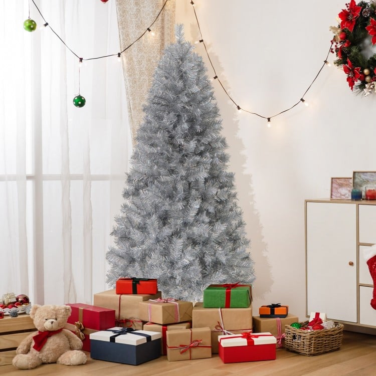 6 FT Artificial Xmas Tree with Branch Tips and Warm White LED Lights