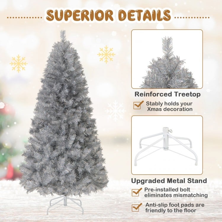 6 FT Artificial Xmas Tree with Branch Tips and Warm White LED Lights