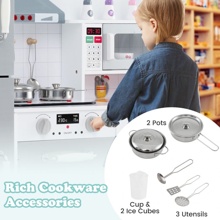 Kids Kitchen Playset 3-in-1 with Refrigerator and Washing Machine-Gray