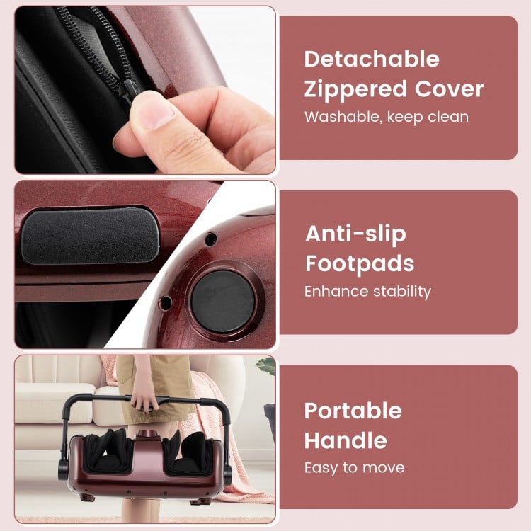 Foot and Calf Massager with Heat for Blood Circulation Pain Relief-Red