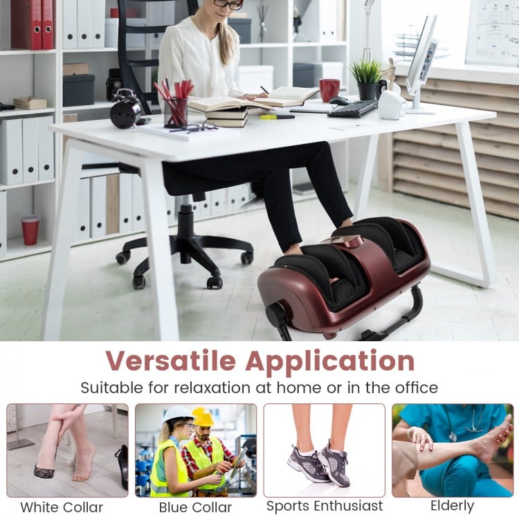Foot and Calf Massager with Heat for Blood Circulation Pain Relief-Red