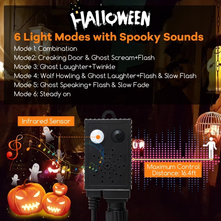 4.5 Feet Artificial Halloween Tree with 6 Lighting Modes and 5 Musics