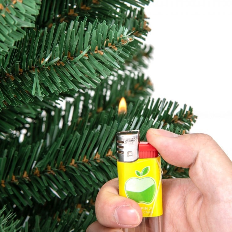 Pencil Christmas Tree with Memory Wire Branch Tips and Warm LED Lights-6FT