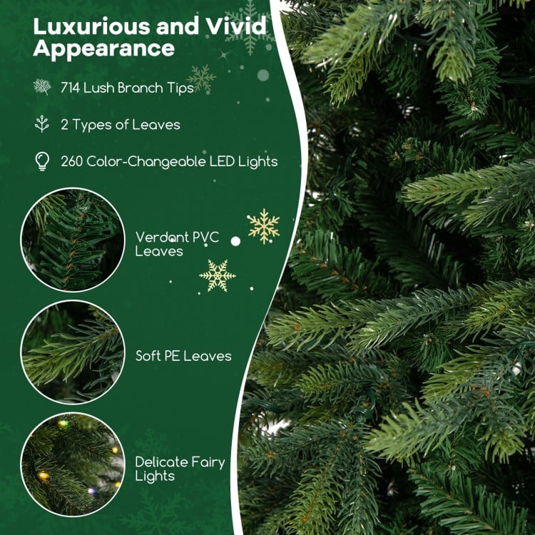 6 Feet Pre-Lit Artificial Christmas Tree with Warm White LED Lights