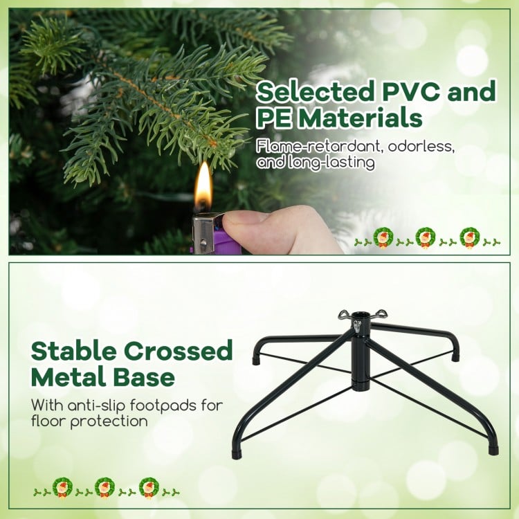 6 Feet Pre-Lit Artificial Christmas Tree with Warm White LED Lights