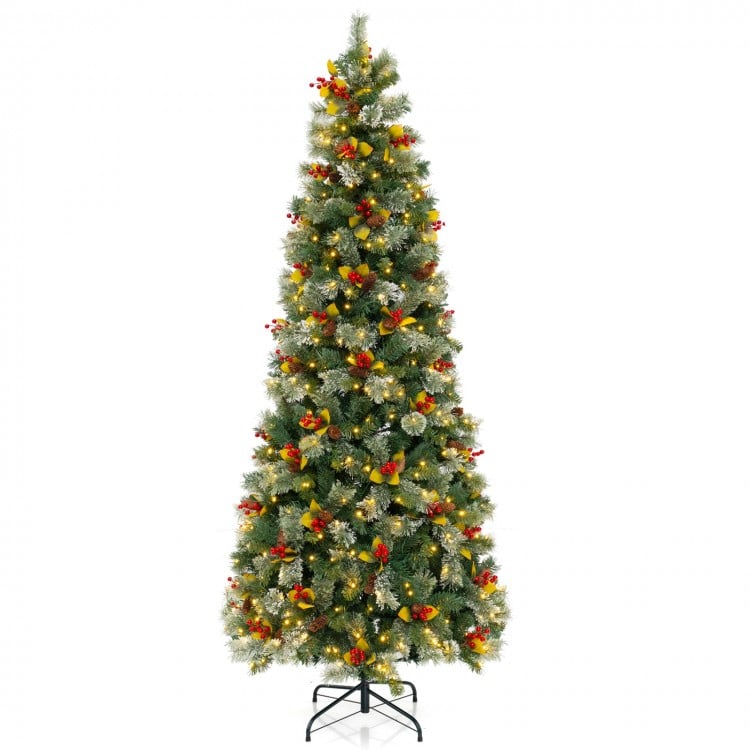 5/7.5/9 FT Pre-Lit Artificial Christmas Tree with 453/1096/1416 PVC and Pine Needles-XL